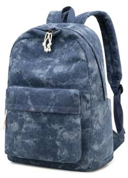 Schulrucksack für Teenager, groß, aus Kord, Büchertasche, leicht, für Mädchen und Jungen, leger, 17 Zoll (43,2 cm), Laptop-Reisetasche, Blau, 17 inch von BTOOP