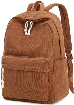 Schulrucksack für Teenager, große Cord-Büchertasche, leicht, für Mädchen und Jungen, lässig, High School, College, 43,2 cm (17 Zoll), Laptop-Reisetasche, Cord-Kaffee, 17 inch, Casual von BTOOP