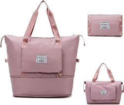 Reisetasche Faltbare Damen Sporttasche, Rosa Große Kapazität Wochenende wasserdichte Tasche, Yoga Gym Tasche, Handgepäck Tasche, Flugzeug Tasche mit Fach von BUACAA