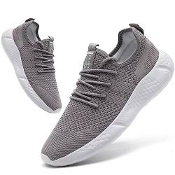 BUBUDENG Damen Schuhe Turnschuhe Sportschuhe Atmungsaktiv Laufschuhe Straßenlaufschuhe Sneaker Outdoor Fitness Gym Walkingschuhe, Grau,EU 39 von BUBUDENG