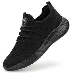 BUBUDENG Herren Schuhe Laufschuhe Sportschuhe Sneaker Turnschuhe Straßenlaufschuhe Leichtgewichts Freizeit Atmungsaktive Fitness Schuhe Schwarz EU 48 von BUBUDENG