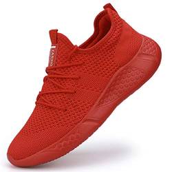 BUBUDENG Herren Sneaker Laufschuhe Sportschuhe Sneaker Turnschuhe Straßenlaufschuhe Leichtgewichts Freizeit Atmungsaktive Fitness Schuhe Rot EU 47 von BUBUDENG