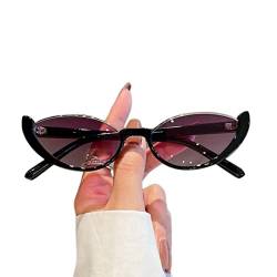 BUCROS Sonnenbrille Herren Kleine Halbrahmen Sonnenbrille Frauen Katze Augen Vintage Moderne Brillen Luxusmarke Designer Sonnenbrille-Black Purple von BUCROS