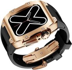 BUDAY Uhrenarmband aus Titanlegierung, 44 mm, 45 mm, Gummiband, für Apple Watch Ultra 8, 7, 6, 5, 4, SE-Serie, Ersatzteil, Sportarmbänder, Uhrengehäuse, Metallkrone, Lünette, Mod Kit-Zubehör, 45 mm, von BUDAY