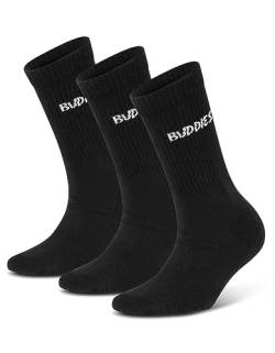 BUDDIES Socken, Classic Crew, Sportsocken, 3 Paar, schwarz (M (39-41)) von BUDDIES