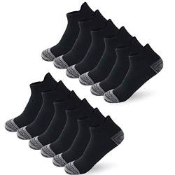 6/12 Paar Sneaker Socken für Damen und Herren Baumwolle Sportsocken für Damen und Herren Rutschfeste Knöchelsocken Laufsocken Outdoor Sport Socken Gr. 36/41 EU, Schwarz, 6 Paar von BUDERMMY