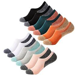 BUDERMMY Sneaker Socken Damen Füßlinge 6 Paar Unsichtbare Kurze No Show Socken Baumwollsocken Silikonpad Anti Rutsch (36-41, Mischfarbe * 6) von BUDERMMY