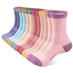 BUDERMMY Socken Damen 35-38 39-42 Wandersocken Damen Baumwolle Sportsocken für Damen Socken Atmungsaktiv Hochleistung Tennissocken Damen Gepolsterte Laufsocken 6 Paar(Multicolour 39-42) von BUDERMMY