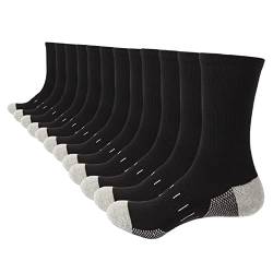 BUDERMMY Socken Herren 43-46 39-42 Wandersocken Crew Sportsocken Gepolstert Trekkingsocken Baumwolle Atmungsaktiv Laufsocke Arbeitssocken Cushioned Training (Schwarze 6-Paare) von BUDERMMY