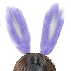 BUHIM Kaninchen Cosplay Ohren Lange Pelz Ohr Nette Loppy Kaninchen Stirnband (lila) von BUHIM