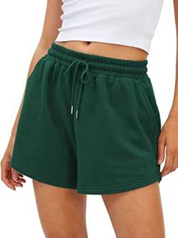 BUHIM Shorts Damen Sommer Sport Shorts Lässige Kurze Hose Baumwolle High Waist Running Shorts Gym Fitness Shorts Kurz Sporthose Jogginghose (Grün, L) von BUHIM