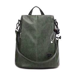 BUKESIYI Damen Tasche Rucksack Handtasche Frauen Backpack Klein Anti Diebstahl Schulrucksack Laptop Weekender PU Leder CCDE78134 Grün von BUKESIYI