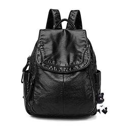BUKESIYI Damen Tasche Rucksack Handtasche Frauen backpack Klein Anti Diebstahl Schulrucksack Laptop Weekender PU Leder CCDE78179 Schwarz von BUKESIYI