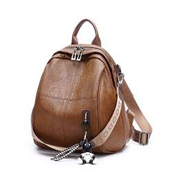 BUKESIYI Damen Tasche Rucksack Handtasche Frauen backpack Klein Anti Diebstahl Schulrucksack Laptop Weekender PU Leder CCDE78302 Braun von BUKESIYI