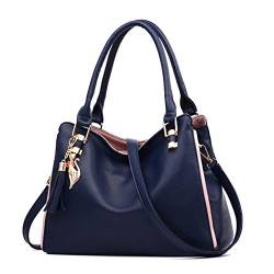 BUKESIYI Damen Tasche Umhängetasche Handtasche Frauen Klein Schultertasche Weekender Lack PU Leder CCDE77157 Blau von BUKESIYI