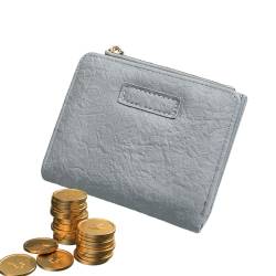 Kompakte Geldbörse für Damen | Bifold Zipper Pocket Wallet Multi Card Wallet Case – Geldbörse Clutch Organizer mit Ausweisfenster, Reißverschlusstasche, Grau, 1 von BUKISA