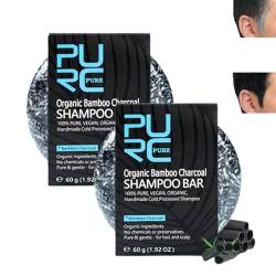 Pure Hair Revitalization Bar, Spartan Gray Hair Reverse Bar for Men, Organic Bamboo Charcoal Shampoo Bar, Pure Hair Revitalization Bar Soap for Gray Reverse Darkening Shampoo Gray Repair (2PCS) von BUKISA