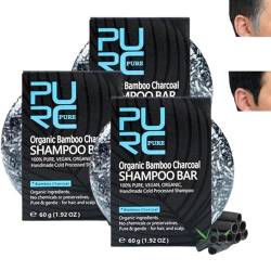 Pure Hair Revitalization Bar, Spartan Gray Hair Reverse Bar for Men, Organic Bamboo Charcoal Shampoo Bar, Pure Hair Revitalization Bar Soap for Gray Reverse Darkening Shampoo Gray Repair (3PCS) von BUKISA