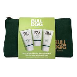 Bulldog Skincare Herren Gesichtspflege Kulturbeutel inklusive: Gesichtsreiniger 150 ml + Rasiergel 175 ml + Feuchtigkeitscreme 100 ml und Kulturbeutel aus nachhaltigem Stoff | Geschenkset für Herren von BULLDOG