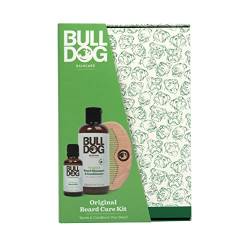 Bulldog Skincare - Original Beardcare Kit, Geschenkset für Männer (x1 Original Bartshampoo & Conditioner 200ml, x1 Original Bartöl 30ml, x1 Bartkamm) von BULLDOG