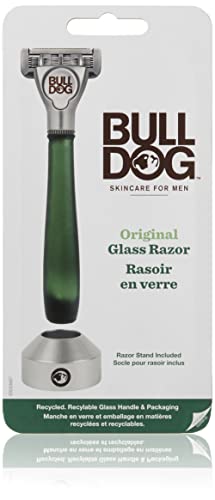 Bulldog Skincare Original Rasierer mit Glasgriff aus recyceltem Glas mit 1 Nachfüllkartusche, 1 Stück von BULLDOG
