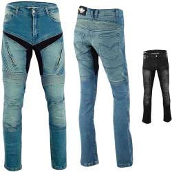 BULLDT Damen Motorradjeans Motorradhose Denim Jeans Hose mit Protektoren, Farbe:Blau, Jeansgröße:W34 / L31 von BULLDT