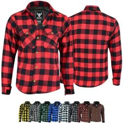 BULLDT Herren Motorradhemd Holzfäller-Look Hemd, Größe:48/S, Farbe:Rot von BULLDT