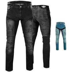 BULLDT Herren Motorradjeans Motorradhose Denim Jeans Hose mit Protektoren, Jeansgröße:W38 / L32, Farbe:Schwarz von BULLDT