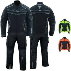 BULLDT Herren Motorradkombi Textilien Tech Mesh motorradjacke + Motorradhose mit Protektoren, 50/M, Schwarz von BULLDT