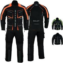 BULLDT Herren Motorradkombi Textilien motorradjacke + Motorradhose inkl. Protektoren, 50/M, Neon Orange von BULLDT