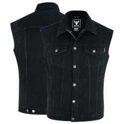 BULLDT Herren Motorradweste Motorrad Jeansweste Bikerweste Demin Kutte Trucker Weste Denimweste, 54/XL, Schwarz von BULLDT