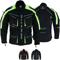 BULLDT Motorradjacke Herren Cordura Textilien Jacke Bikerjacke mit Protektoren Neon Gelb - 60 von BULLDT