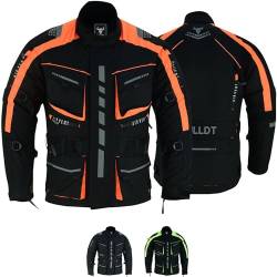 BULLDT Motorradjacke Herren Cordura Textilien Jacke Bikerjacke mit Protektoren Neon Orange - 48 von BULLDT