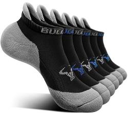 BULLIANT Sneaker Socken 6 Paar, Socken Damen Sportsocken Laufsocken Kurzesocken Atmungsaktive,Füßlinge Fersenlasche Vollkissen(6Paare-Schwarz3790-39-42) von BULLIANT
