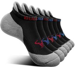 BULLIANT Sneaker Socken 6 Paar, Socken Damen Sportsocken Laufsocken Kurzesocken Atmungsaktive,Füßlinge Fersenlasche Vollkissen(6Paare-Schwarz3791-39-42) von BULLIANT