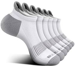 BULLIANT Sneaker Socken 6 Paar, Socken Damen Sportsocken Laufsocken Kurzesocken Atmungsaktive,Füßlinge Fersenlasche Vollkissen(6Paare-Weiß2563-39-42) von BULLIANT