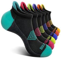 BULLIANT Sneaker Socken 6 Paar, Socken Damen Sportsocken Laufsocken Kurzesocken Atmungsaktive,Füßlinge Fersenlasche Vollkissen,Schwarz2395,35-38 EU von BULLIANT