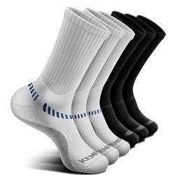 BULLIANT Socken Herren 6 Paar, Arbeitssocken Wandersocken Laufsocken Kompressionsstrümpfe Tennissocken Fußball Socken,Atmungsaktiv Rutschfeste(6Paare-Schwarz/Weiss2760-43-46) von BULLIANT