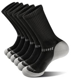 BULLIANT Socken Herren 6 Paar, Arbeitssocken Wandersocken Laufsocken Kompressionsstrümpfe Tennissocken Fußball Socken,Atmungsaktiv Rutschfeste(6Paare-Schwarz2642-39-42) von BULLIANT