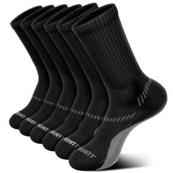 BULLIANT Socken Herren 6 Paar, Arbeitssocken Wandersocken Laufsocken Kompressionsstrümpfe Tennissocken Fußball Socken,Atmungsaktiv Rutschfeste(6Paare-Schwarz2643-43-46) von BULLIANT