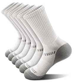 BULLIANT Socken Herren 6 Paar, Arbeitssocken Wandersocken Laufsocken Kompressionsstrümpfe Tennissocken Fußball Socken,Atmungsaktiv Rutschfeste(6Paare-Weiß2818-47-50) von BULLIANT