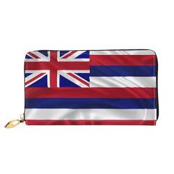 BUNAL Flagge von Hawaii Amerikanische Stilvolle Multifunktions-Geldbörse - Minimalistisches Design 12 Kreditkartenfächer Mehrschichtiger Faltschutz für Ihre Karten und Essentials, Schwarz, von BUNAL