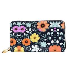 BUNAL Schöne bunte Blumen Stilvolle Multifunktions Brieftasche - Minimalistisches Design 12 Kreditkartenfächer Mehrschichtiger Faltschutz für Ihre Karten und Essentials, Schwarz, Einheitsgröße von BUNAL