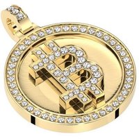 BUNGSA Anhänger Set Anhänger Bitcoin Gold und Kristalle aus Edelstahl Unisex (1-tlg), Pendant Halsketten von BUNGSA