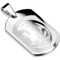 BUNGSA Anhänger Set Anhänger Dog Tag mit Drachen-Gravur Silber aus Edelstahl Unisex (1-tlg), Pendant Halsketten Dog Tag von BUNGSA