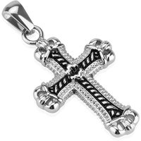 BUNGSA Anhänger Set Anhänger Kreuz geschwärzt Silber aus Edelstahl Unisex (1-tlg), Pendant Halsketten von BUNGSA