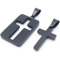 BUNGSA Anhänger Set Anhänger für Zwei Kreuz und Rahmen aus Edelstahl Unisex - Silber oder von BUNGSA