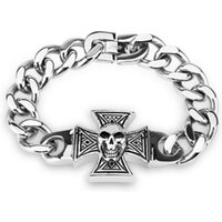 BUNGSA Armband Armband Keltenkreuz Totenkopf Silber aus Edelstahl Herren (1 Armband, 1-tlg), Bracelet Armschmuck von BUNGSA