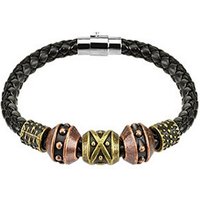 BUNGSA Armband Armband Tribal Beads mit Magnetverschluss schwarz aus Leder Unisex (1 Armband, 1-tlg), Bracelet Armschmuck von BUNGSA