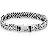 BUNGSA Armband Armband mit Platte & Kristallen Silber aus Edelstahl Unisex (1 Armband, 1-tlg), Bracelet Armschmuck von BUNGSA